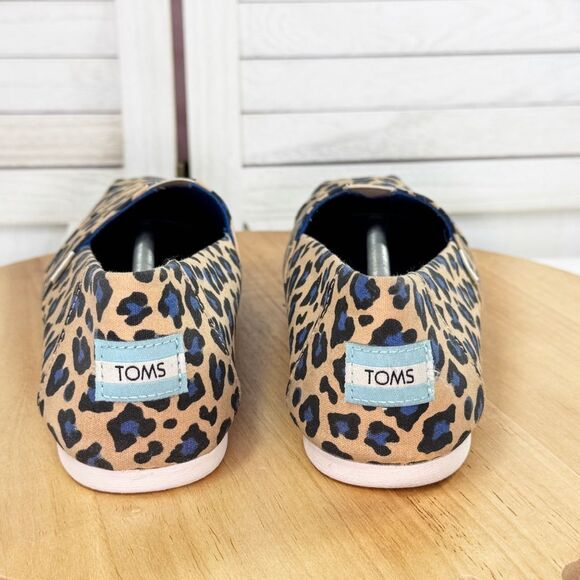 Toms Alpargata Leopard Print Canvas Slip On Shoes Tan Blue Women Size 9‎ - Picture 6 of 11